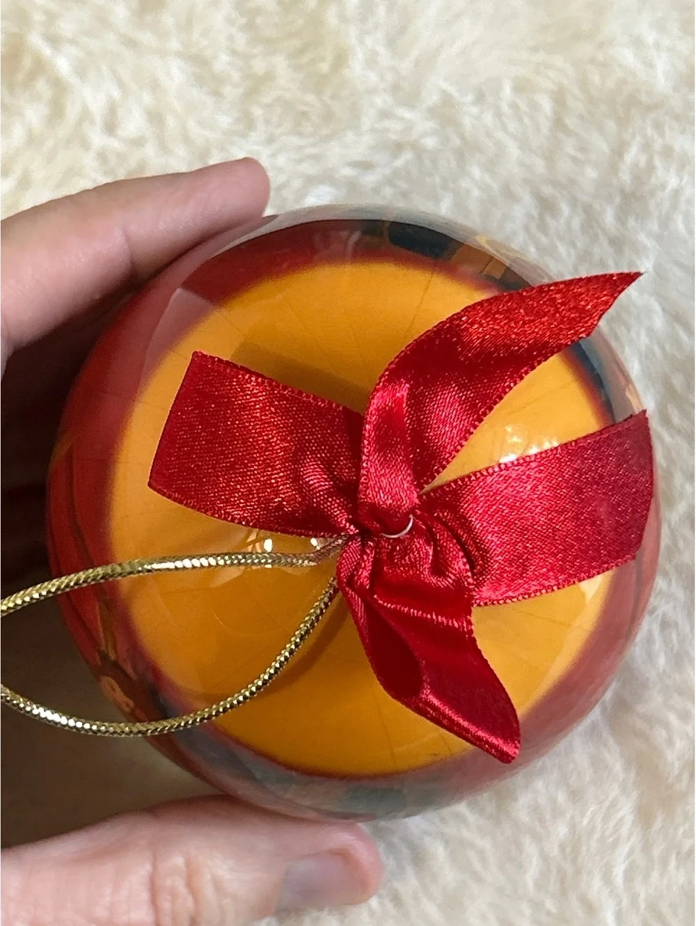 Disney Beauty and the Beast Christmas Ornament Ball with Red Bow